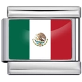 Personalisierter 9mm Edelstahl Italian Charm Link mit mexikanischer Nationalflagge - Mexiko (3508)