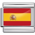 9mm Edelstahl Armbandglied mit spanischer Flagge und Emaille-Detail für DIY Schmuck - Spanien (4166)
