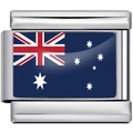 9mm modulares italienisches Armbandglied mit Australien Flagge aus Edelstahl gefertigt - Australien (4167)