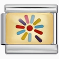Charm link italiano in acciaio inossidabile con motivo floreale in smalto colorato - Girasole colorato