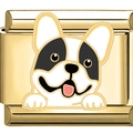 Maglia per bracciale italiano con base dorata e simpatico design di bulldog francese - Bulldog Francese (1943) / Oro
