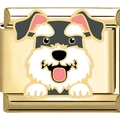 Dettaglio maglia per bracciale italiano con simpatico cagnolino Schnauzer in finitura oro - Schnauzer (1945) / Oro