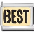 Modulares Armband-Element aus Edelstahl mit goldener Platte und BEST-Aufdruck - 1507-Gelb BEST Buchstabe