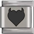 Italienischer Armband-Link mit schwarzem Teufelsherz-Design auf Edelstahl - Teufelshorn Schwarzes Herz Stil