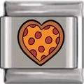 Italienisches Charm-Glied mit herzförmigem Pizza-Design auf poliertem Edelstahl - Gelber Leopard Herz Stil