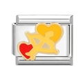 Stainless steel Italian charm with gold heart and Cupid design for DIY bracelet - Cupid Arrow Red Heart Style