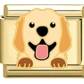Ciondolo modulare italiano dorato con simpatico design smaltato di Golden Retriever - Golden Retriever (1942) / Oro