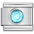 Classic stainless steel modular link charm with blue faceted gemstone for DIY bracelets - Sky Blue