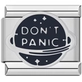 Italian modular charm in stainless steel with blue Don't Panic starry planet design - Don't Panic Space Style (2554)