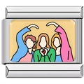Macro detail of Italian modular charm featuring three figures forming a heart shape - Besties Triple Hearts (2854)