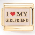 Italian style gold stainless steel charm link with I Love My Girlfriend text - Gold (I ❤️ MY GIRLFRIEND)