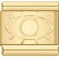Dettaglio ravvicinato della maglia charm italiana in oro 18 carati con motivo occhio - Stile Amuleto Malocchio (2880)