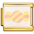 Detail of 18K gold plated stainless steel modular charm with colorful candy pattern - Colorful Candy