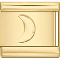 Dettaglio macro della maglia italiana dorata con mezzaluna in rilievo per braccialetti - Stile Luna Crescente Verticale (2882)