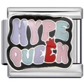 Italian charm link bracelet in stainless steel with HYPE QUEEN enamel finish - Silver (HYPE QUEEN)