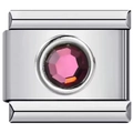 Italian charm link with pink purple crystal and polished stainless steel finish - Light Purple