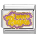 Maillon de bracelet italien en émail violet avec lettrage jaune I HATE PEOPLE - Texte Violet Jaune-I HATE PEOPLE (2607)