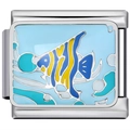 Maillon de bracelet à breloques italien en acier inoxydable avec poisson tropical émaillé - Poisson Tropical (2977)