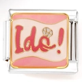 Italian style stainless steel modular charm link featuring I Do text and diamond ring design - I Do Style (3170-IDE)