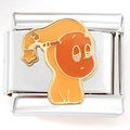 DIY Italian charm link in stainless steel with cute yellow hooded anime enamel figure - Cute Elf (3190)