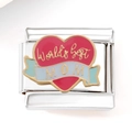 Dettaglio maglia componibile con cuore rosa e scritta World's Best MOM smaltata - Stile Migliore Mamma Del Mondo (3229)