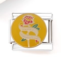 Dettaglio charm in acciaio inossidabile stile italiano con rosa rosa e Happy Mother's Day - Stile Rosa Buona Festa Della Mamma (3231)