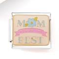 Link per bracciale italiano in acciaio inox con decorazione Mom You're the Best in smalto - Stile Mamma Sei La Migliore (3232)