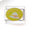 Dettaglio di charm in acciaio inossidabile con testo Thank You Mum e motivo a cappello - Thank You Mum Hat Style (3233)