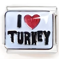 Macro shot of Italian charm link featuring I Heart Turkey design for custom bracelets - I LOVE TURKEY