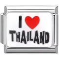 Detailaufnahme des Edelstahl-Charms mit I Love Thailand Design für modulare Armbänder - THAILAND