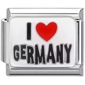Detailaufnahme eines DIY Modul-Armband-Glieds mit I Love Germany Motiv aus Edelstahl - DEUTSCHLAND
