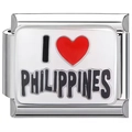 Detail eines Armband-Elements mit I Love Philippines Emaille-Design auf Edelstahl - PHILIPPINEN