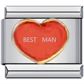 Stainless steel charm link with heart and BEST MAN text for modular DIY bracelets - BEST MAN