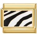 Detailansicht eines goldenen Armband-Moduls mit schwarz-weißem Zebramuster-Inlay - Zebramuster Gold Design (3427)