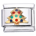 Dettaglio di maglia per bracciale italiano con albero di Natale dorato e smalto - Albero di Natale Dorato
