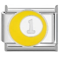 Maillon de charme italien avec motif de boule de billard jaune et numéro 1 - Jaune Numéro 1