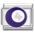Détail macro du maillon de breloque italienne avec émail de boule de billard violette n°4 - US 4