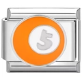 Détail du maillon de bracelet italien orange avec boule de billard numéro 5 pour DIY - US 5