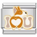 Detalle macro de un charm modular italiano con diseño esmaltado de Corgi I Heart U - Dog I Love U (3549)