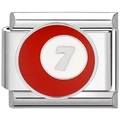 Vue détaillée du maillon de bracelet modulable motif boule de billard numéro 7 - US 7