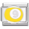 Détail macro d'un charm modulaire italien avec un design de boule de billard numéro neuf - US 9