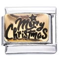 Λήψη macro ενός αρθρωτού συνδέσμου με χρυσό Merry Christmas κείμενο και λεπτομέρεια αστέρι - Σχέδιο Merry Christmas (0553)