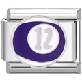 Détail du maillon de bracelet en acier avec boule de billard violette numéro 12 - US 12