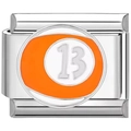 Gros plan sur breloque italienne avec motif de boule de billard orange numéro 13 - US 13