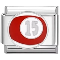 Charm italien modulaire en acier inoxydable avec motif boule de billard numéro 15 - US 15