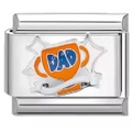 Eslabón de pulsera italiana con trofeo naranja y texto DAD en acero inoxidable - Trofeo DAD (3558)
