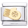 Italienischer Armband-Link mit goldenem Handschuh und Schneeflocken-Gravur für DIY - Schneeflocken Handschuh Stil (0565)