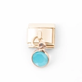 Details des goldfarbenen Modular-Charms mit hellblauem Kristall-Anhänger - Gold Sky Blue
