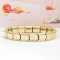 Bracciale componibile italiano in acciaio inossidabile dorato con finitura lucida - Lettera I