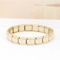 Vista dettagliata del bracciale modulare in acciaio inossidabile dorato con lettera Y incisa - Lettera Y